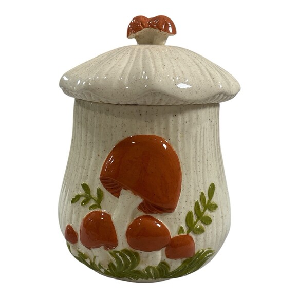 Arnel's Other - Vtg Arnel's Ceramic Mushroom Lidded Kitchen Jar / Canister -11”Including Lid